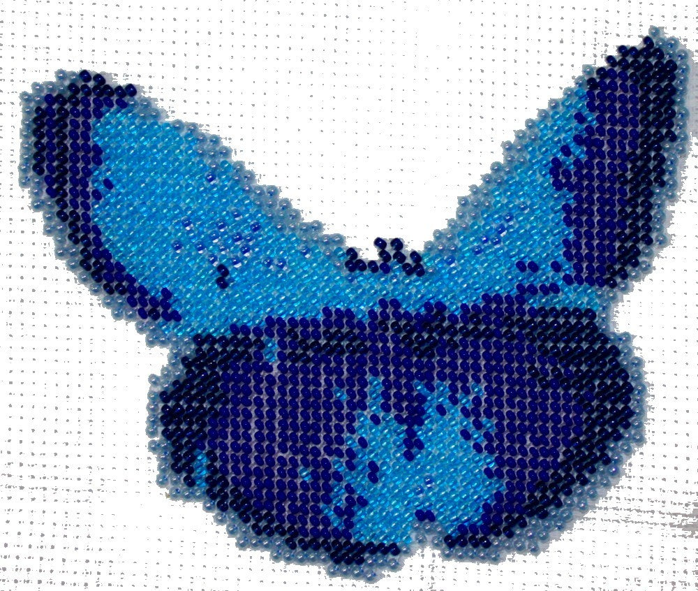 Borduurpakket vlinder blauw 11x14cm.