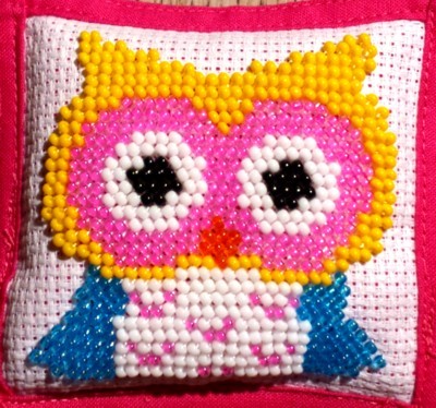 Borduurpakket gele uil 7x7cm