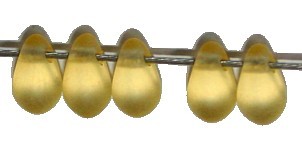 Glasdruppel 4x6mm transp mat geel 50st.