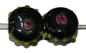 glaskraall 14x16mm zwart m.roos 5 stuks