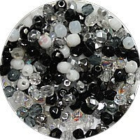 Facetkraal 3mm zwart/witte mix 200 stuks