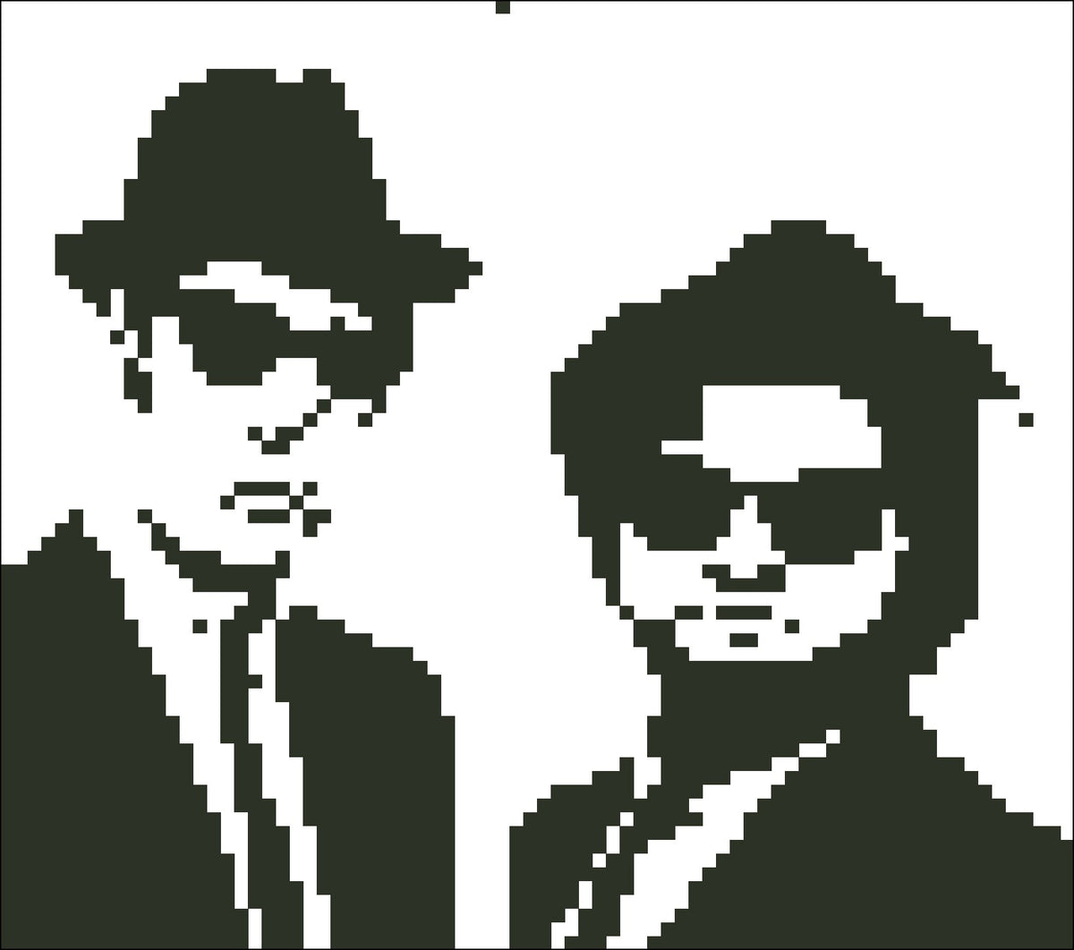 Borduurpakket silhouet Blues Brothers 16x18cm