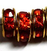 Rondel goudkl. 8mm oranjerood 10st.