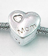 Metalen kraal 11mm gat 5mm hartvorm p.st.