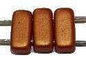 Two hole glaskraal 4x8mm oranje/goldshine 25st.
