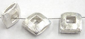 Bali zilver opengew. vierkante kr 12mm diamond p. 3st