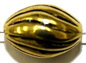 Metallookkr.22mm ovaal geribbeld goud 2st