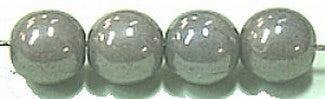Glaskralen 10mm grijs parelmoer 6 stuks