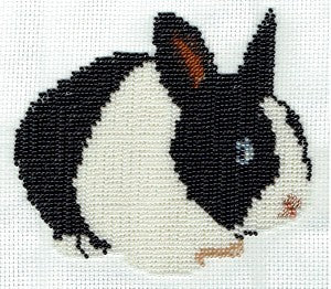 Borduurpakket konijn zwart/wit 11x15cm