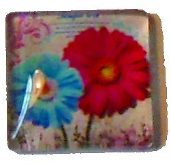 Camee 20mm vierkant bloemmotief