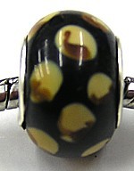 Pandorastyle kraal 9mm zwart met mocca rondjes