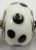 Pandostyle kraal 14mm wit met zwarte vlekjes