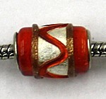 Pandorastyle kraal rood zilverf. p.st.
