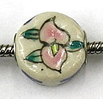 Pandorastyle kraal porselein rose bloem p.st.