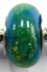 Pandorastyle kraal aqua met gouden glitter