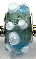 Pandorastyle kraal licht aqua transp. witte punt