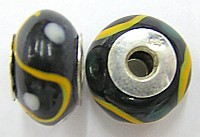 Pandorastyle 17mm zwart/geeloranje 925 zilverker