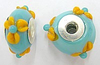 Pandorastyle 18mm turkoois/oranje 925 zilverkern