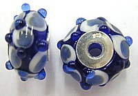 Pandorastyle 22mm blauw/wit+l.blauw 925 zilverke