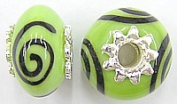 Pandorastyle 18mm groen/zwart verzilverde kap
