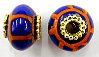 Pandorastyle 18mm blauw/oranje verzilverde kap