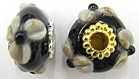 Pandorastyle 20mm zwart/grijs VERGULDE kap