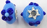 Pandorastyle 20mm l.blauw/blauw verzilverde kap