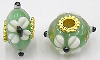 Pandorastyle 20mm tr.turkoois/wit VERGULDE kap