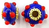 Pandorastyle 20mm blauw/rood verzilverde kap
