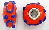 Pandorastyle kraal18mm rood/blauw