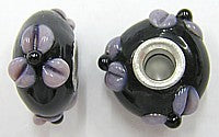 Pandorastyle kraal 20mm zwart/mauve