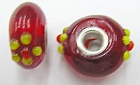 Pandorastyle kraal 18mm tr.rood/geel