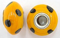 Pandorastyle kraal 18mm oranje/zwart
