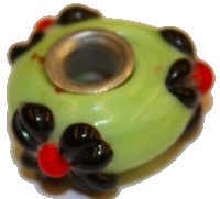 Pandorastyle kraal 20mm groen/zwart+oranje bloem
