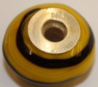 Pandorastyle 18mm geel/zwart 925 zilverkern