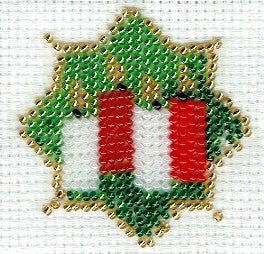 Borduurpakket kerstster met kaarsen 6x6cm