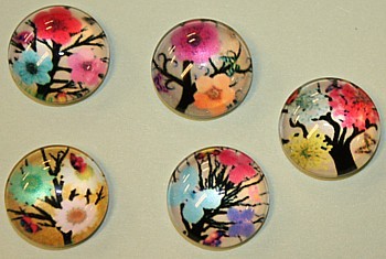 Camee 12mm rond bomen mix 5st.