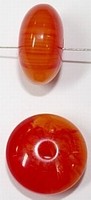 Kunststof kraal schijf 12x22mm oranjerood per stuk