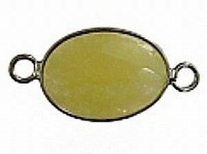 Tussenstuk 32mm jade facet geel/zilver