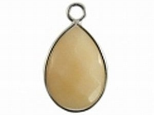 Hanger 27mm ovaal jade beige zilverkl rand p.st.