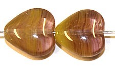 Glaskraal hartje 13mm amathist/beige 10st.