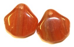 Glashamger 14mm schelpvorm tr. bruin gemell. 15st