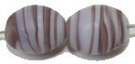 Glaskraal ovaal 11,5x9mm wit lila gestreept 25st.