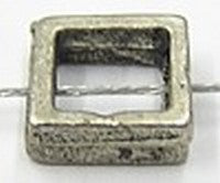 Metalen kraal open vierkant 8x8mm oudzilv. 25st