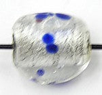 Driehoekige kraal 17mm silverfoil blauwe spikkels