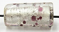 Tonkraal 27x13mm silverfoil paarse spikkels p.st
