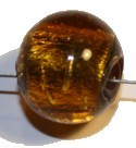 Glaskraal rond ca 14mm transp/goud 3st