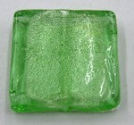 Glaskraal 30mm vierkant peridoot silverfoil p.st