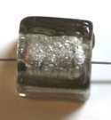 Glaskraal 12mm vierkant silverf. smoke p.st