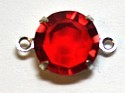 Tussenstuk 12mm zilverkl met 7mm chaton rood.